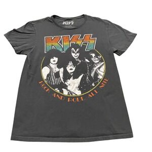 KISS Rock and Roll All Nite Mens Band T‎ Shirt Black Graphic Tee Small
